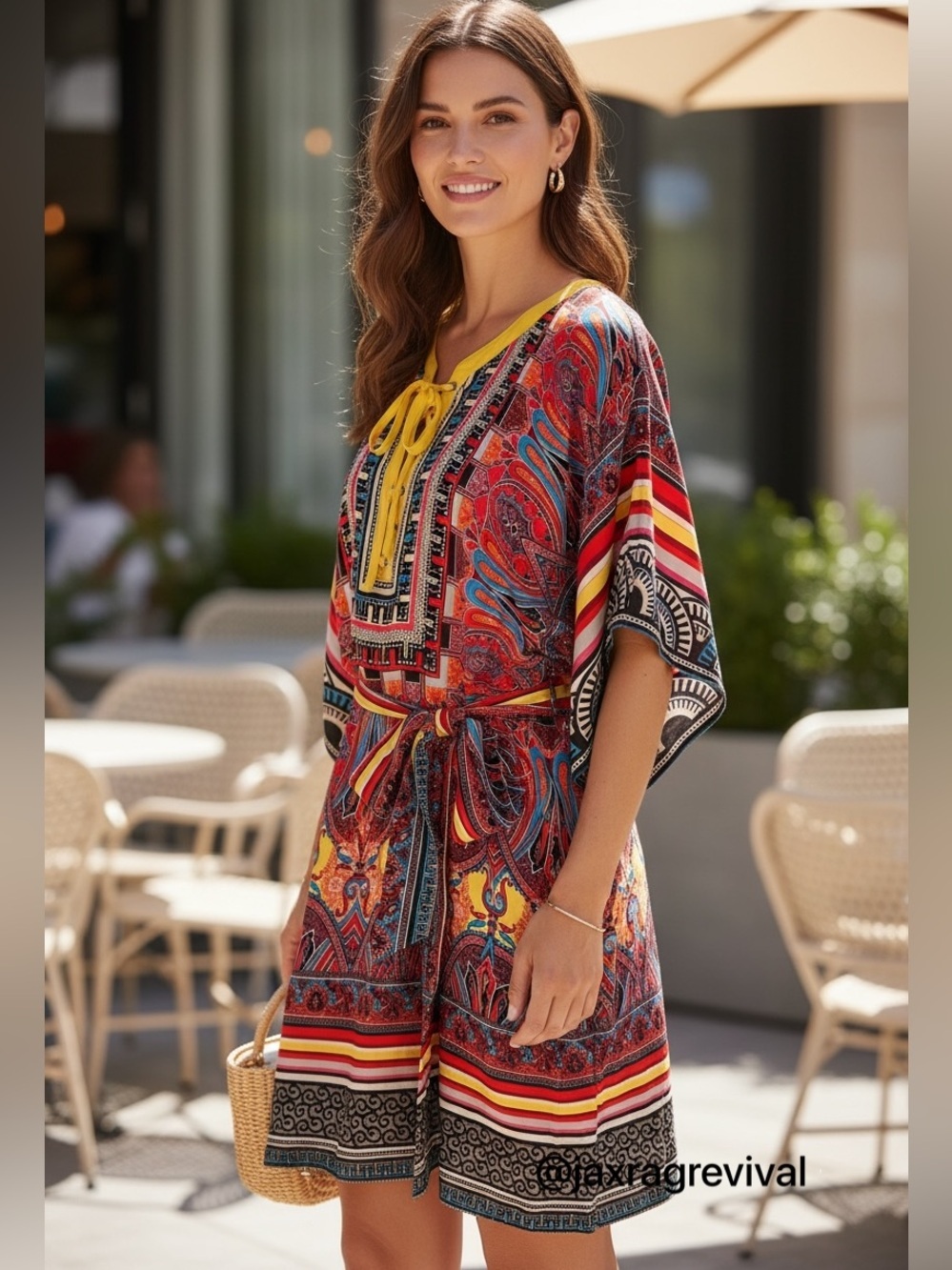 Cache Paisley Striped Multicolored Silk Blend Boho Tunic Dress Women’s Large - Picture 9 of 9